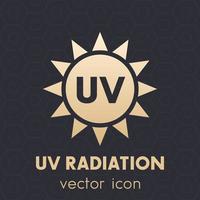 icône de rayonnement uv, symbole vectoriel sur dark