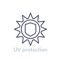 icône de ligne de protection uv, soleil et bouclier vecteur