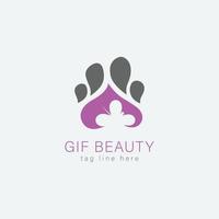 conception de logo minimal unique de beauté de cadeau pour animaux de compagnie et icône de jambe d'animal de compagnie vecteur