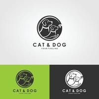 vecteur de conception de logo de chien et de chat.
