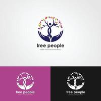 modèle de conception de logo de concept créatif arbre homme vecteur