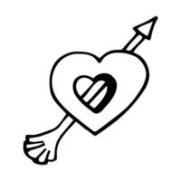 coeur avec élément de flèche. icône de la ligne vectorielle de la saint-valentin, fléchette cupidon percée au cœur. flèche de Cupidon, symbole d'amour avec flèche. conception de vecteur heureuse saint valentin