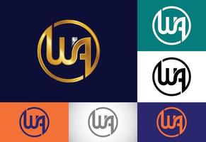 modèle de vecteur de conception de logo lettre monogramme initial wa. création de logo de lettre wa