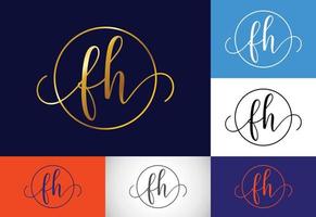 modèle vectoriel de conception de logo fh de lettre de monogramme initial. création de logo de lettre fh