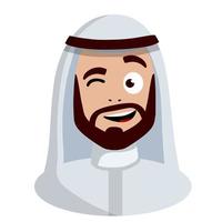 visage souriant d'un homme arabe en costume national blanc vecteur