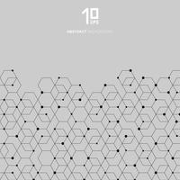 Motif d&#39;hexagones noirs de technologie abstraite et connexion de nœud sur fond gris
