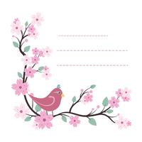 Modèle de bloc-notes charmant avec un design oiseau et fleur vecteur