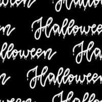 motif halloween sans couture uniquement avec le texte de lettrage. illustration de silhouette noir et blanc simple. vecteur
