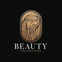 modèle de logo femme beauté or dessin au trait féminin vecteur