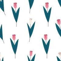 modèle sans couture de fleurs de tulipes vecteur