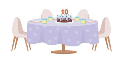 planche de fête anniversaire enfant objet vectoriel de couleur semi-plat