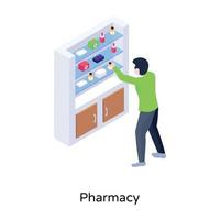 une illustration isométrique premium de la pharmacie vecteur