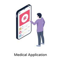 application médicale en illustration isométrique conceptuelle vecteur