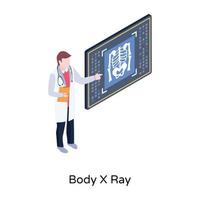 une illustration du corps x ray dans la conception isométrique vecteur