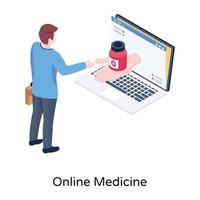 médecine en ligne soins de santé illustration isométrique vecteur