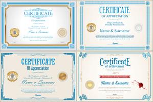CertificateSet of Achievement conception de certificats avec sceaux vecteur