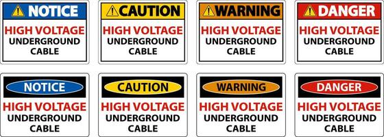 Signe souterrain de câble à haute tension sur le fond blanc vecteur