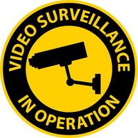 attention surveillance vidéo en fonctionnement signe fond blanc vecteur