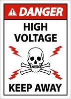 danger haute tension tenir à l'écart signe sur fond blanc vecteur