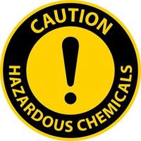 Attention produits chimiques dangereux signe sur fond blanc vecteur