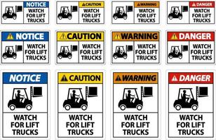 Attention watch pour les chariots élévateurs signe sur fond blanc vecteur