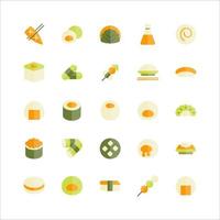 jeu d'icônes de cuisine japonaise vecteur plat pour site Web, application mobile, présentation, médias sociaux.