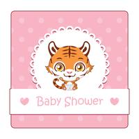 Signe mignon pour bébé douche avec tigre vecteur
