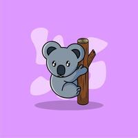 vecteur de dessin animé mignon de koalas tenant sur des bâtons en bois