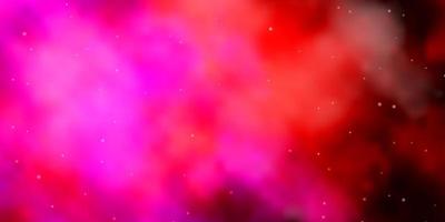 fond de vecteur violet foncé, rose avec de petites et grandes étoiles.
