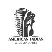 logo vintage de l'indien américain vecteur