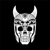 élégance casque viking et crâne illustration logo design inspiration vecteur