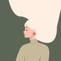 belles femmes aux longs cheveux blonds. cartes avec des illustrations minimalistes. vecteur