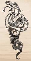 tatouage art ampoule cassée et serpent dessin croquis noir et blanc vecteur