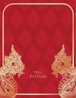 motif thaïlandais illustration traditionnelle rouge et or vecteur