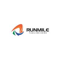 lettre r runmile logo design template vecteur