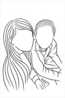 ensemble dessin au trait couple femme et hommes illustration de relation heureuse vecteur