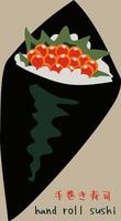 sushi roulé à la main aux œufs de saumon vecteur