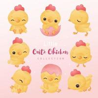 poulets clipart mis en illustration aquarelle vecteur