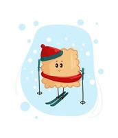 skieur. sports d'hiver. illustration pour enfants d'un skieur. biscuits de ski. vecteur