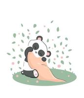 illustration d'un panda mignon avec une couverture. panda endormi. illustration pour enfants pour une affiche, une carte postale, un textile. vecteur