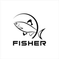 idée de conception de logo de pêche noir moderne simple vecteur