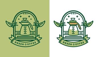 création de logo de café vert, dosette de café vintage traditionnelle minimaliste pour les logos de café adaptés aux entreprises alimentaires et de boissons vecteur