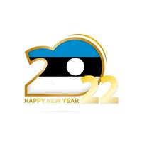année 2022 avec motif drapeau estonien. conception de bonne année. vecteur