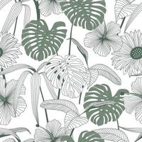 motif floral sans couture avec des feuilles. fond tropical vecteur