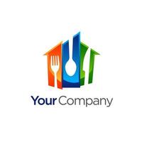 restaurant, modèle de logo de maison de restauration vecteur