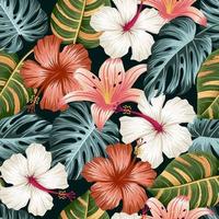 motif floral sans couture avec des feuilles. fond tropical vecteur