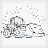 bulldozer doodle machine de construction dessin à la main croquis machine lourde vecteur