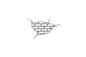 vecteur de conception de logo simple mur de briques vintage rétro minimaliste