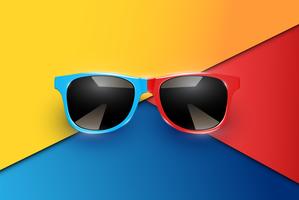 Feuilles de papier colorées avec des lunettes de soleil réalistes, illustration vectorielle vecteur