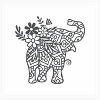 mandala d'éléphant avec fleur, illustration vectorielle. vecteur